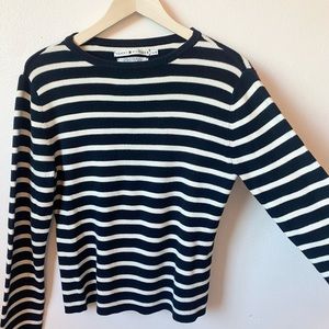 Tommy Hilfiger Navy & White Striped Sweater Nautical Cotton Size- L